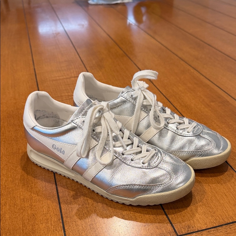 Gola Women's Metallic Silver and White Sneakers